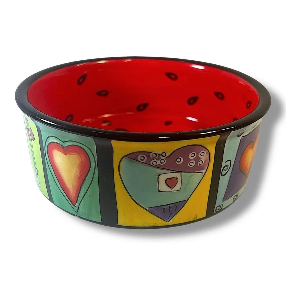 HEARTS & WATERMELON INTERIOR DOG DISH/Ceramic/by Naylor/like new